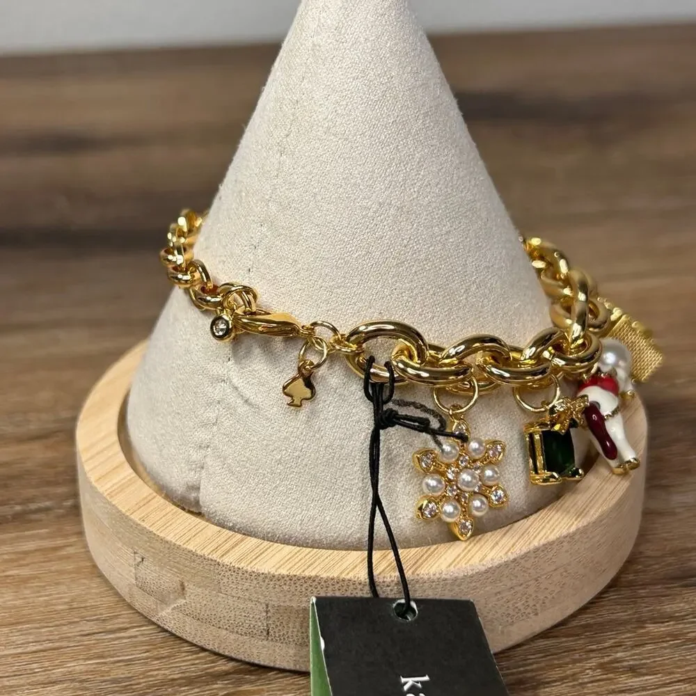 NWT Kate Spade Winter Wonderland Charm Bracelet Gold